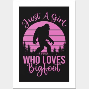 Just a Girl Who Loves Bigfoot - Pink Bigfoot Design Posters and Art